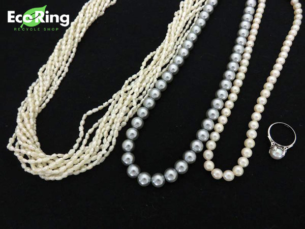 1円 パール×シルバー金具 リング ネックレス 計4点セット BR612