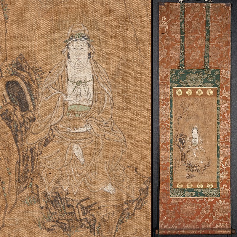 掛け軸 楊柳観音図 赤穂市 仏画・楊柳観音 絹本著色楊柳観音菩薩像