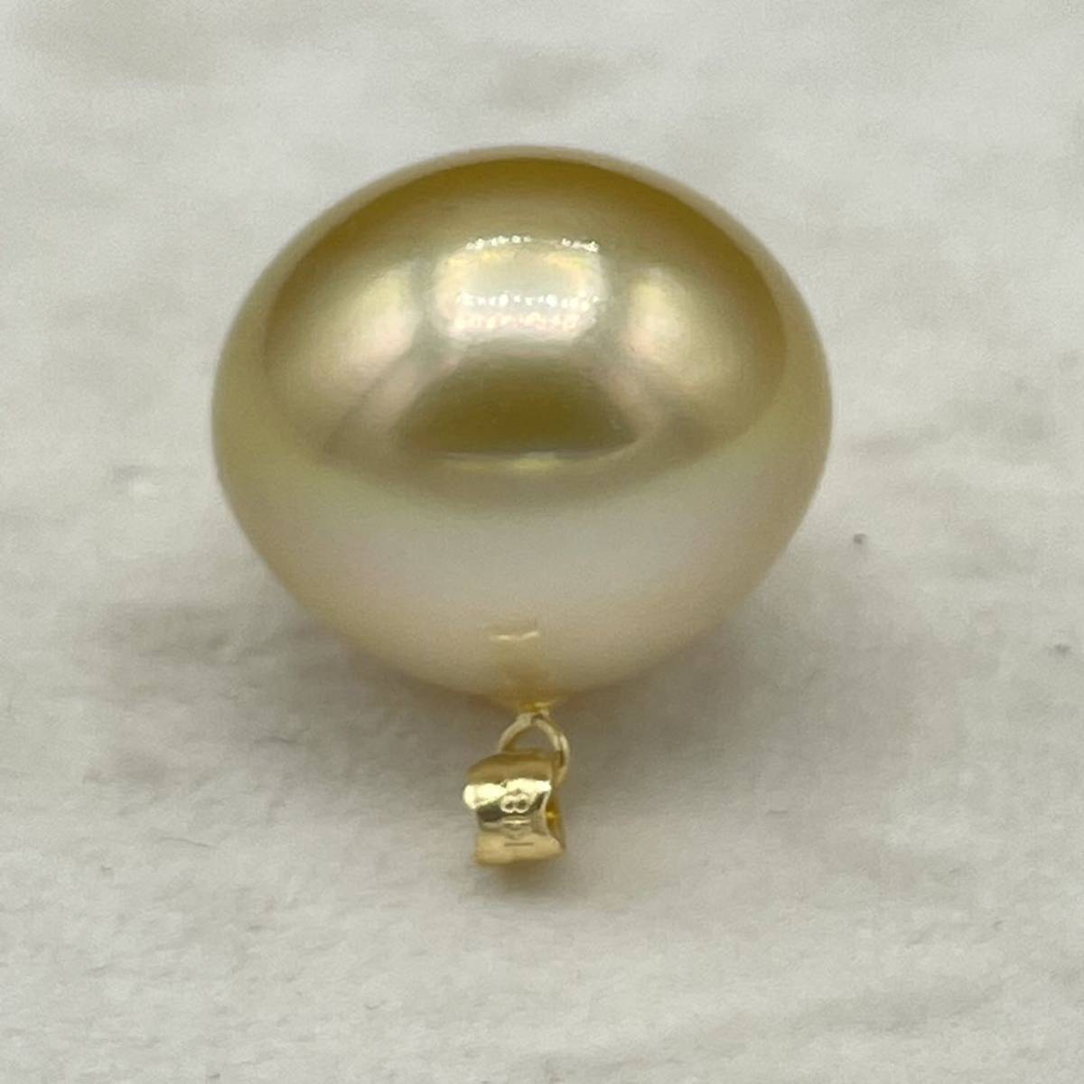 K18天然ナチュラル南洋ゴールドパール(特大16、8mm)ペンダントトップ