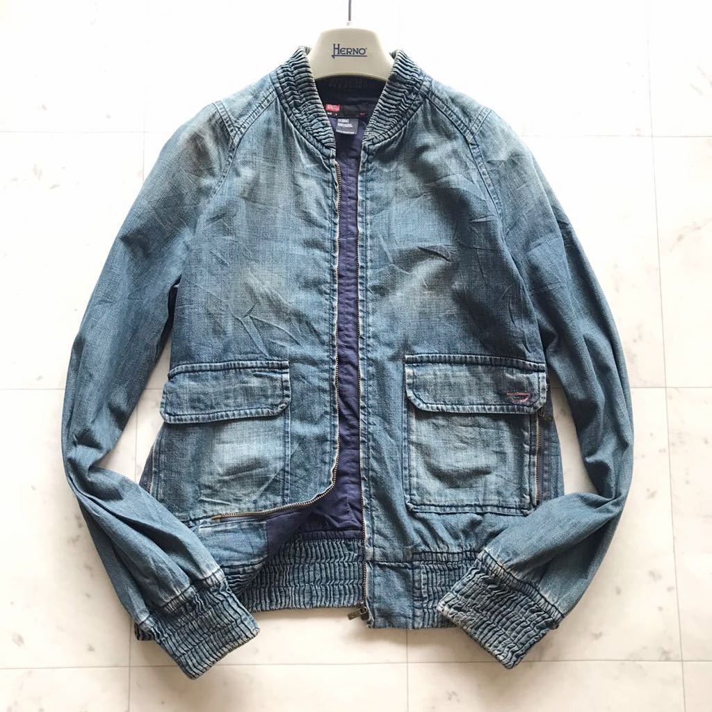  ディーゼル 最高傑作 DEISEL ノーカラー デニム ジャケット ライダース ブルゾン Gジャン L ロゴ刺繍 メンズ インディゴブルー ITALY製(ジャンパー、ブルゾン)｜売買されたオークション情報、yah 男性用