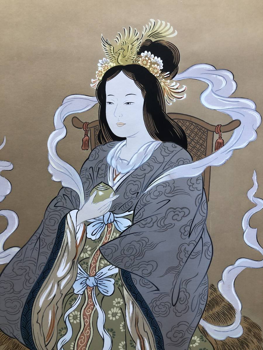 HB5489 黒田祥雲 陰陽道 正月さま 歳徳神之図 祥雲 絹本 肉筆 共箱付
