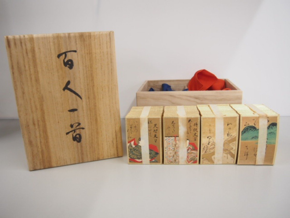 百人一首 光琳かるた 小倉百人一首 ほるぷ出版 桐箱入り - 金箔 8＃E 