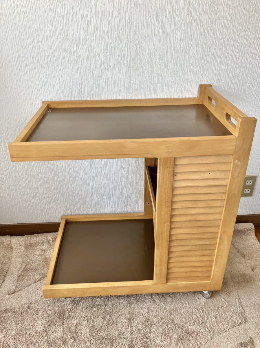 ○オールドカリモク Karimoku キッチンワゴン 木製 キッチンカート