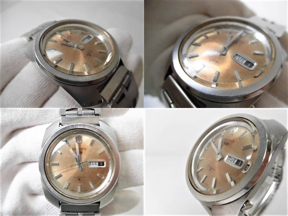 1円 SEIKO セイコー 5 ファイブ 腕時計 デイデイト 自動巻き 21石 6119