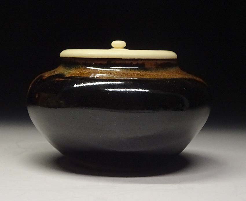 緑屋xt□ 市野弘之 造 丹波焼 大海茶入 仕覆 共布 共箱 茶道具 i9/8