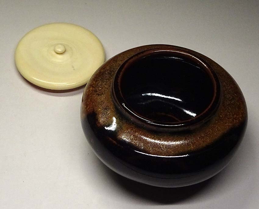 緑屋xt□ 市野弘之 造 丹波焼 大海茶入 仕覆 共布 共箱 茶道具 i9/8
