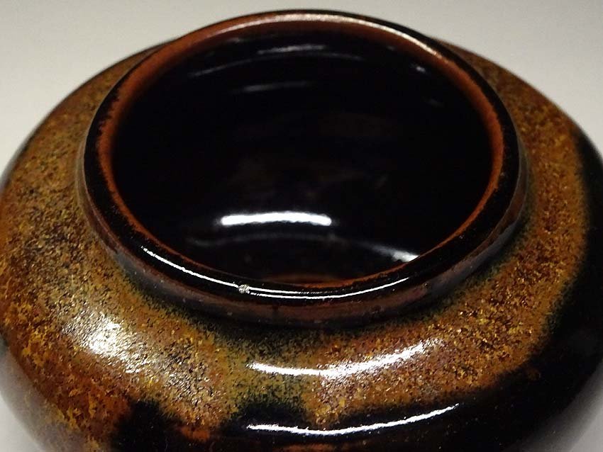 緑屋xt□ 市野弘之 造 丹波焼 大海茶入 仕覆 共布 共箱 茶道具 i9/8