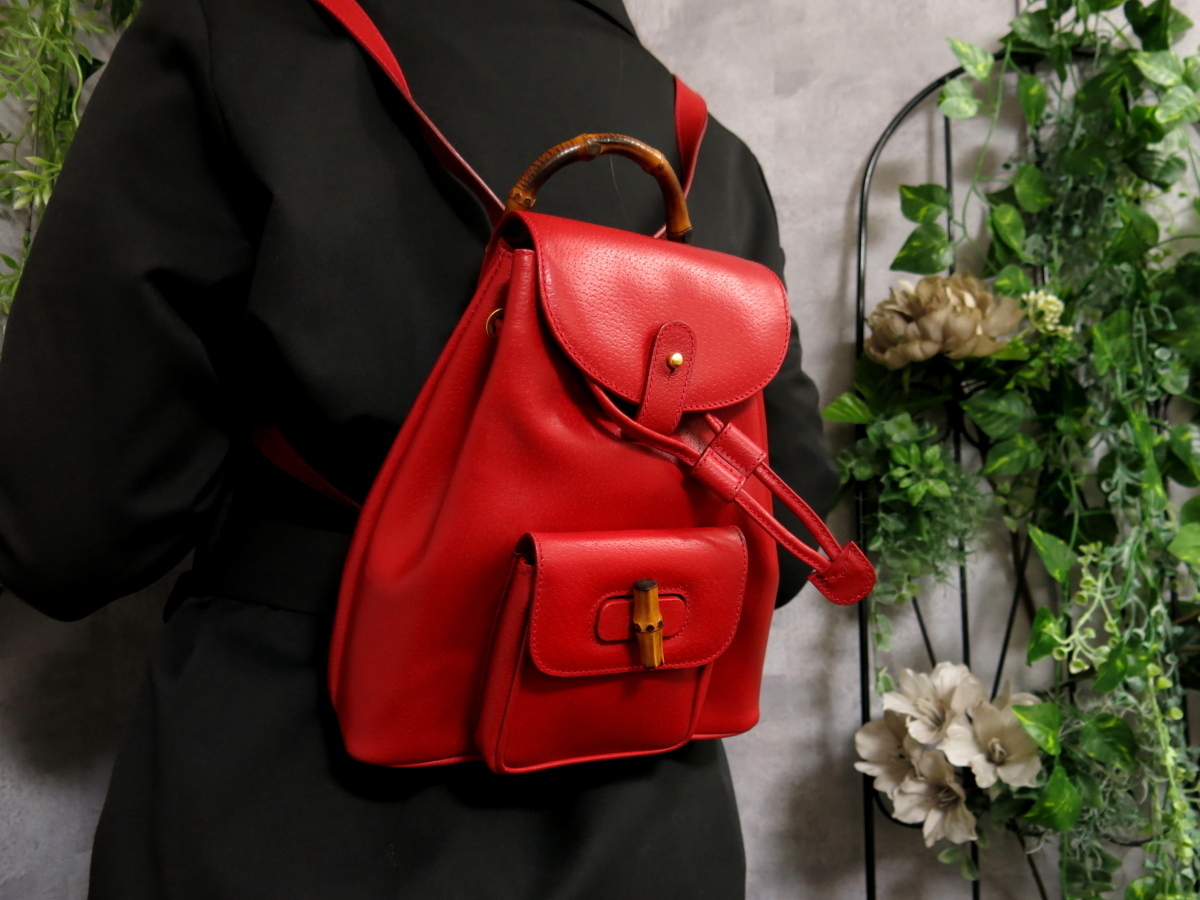 ○超美品○GUCCI グッチ○バンブー○カーフ レザー 本革○リュック
