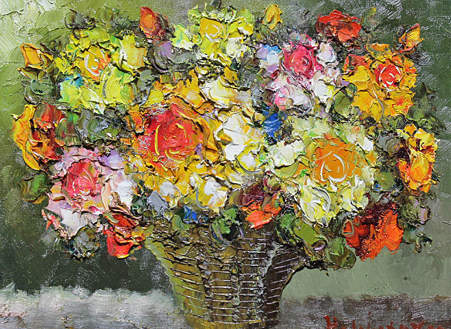 □渡部ひでき□ 宝湖会 【薔薇】 油彩 6号 直筆サイン 真作保証