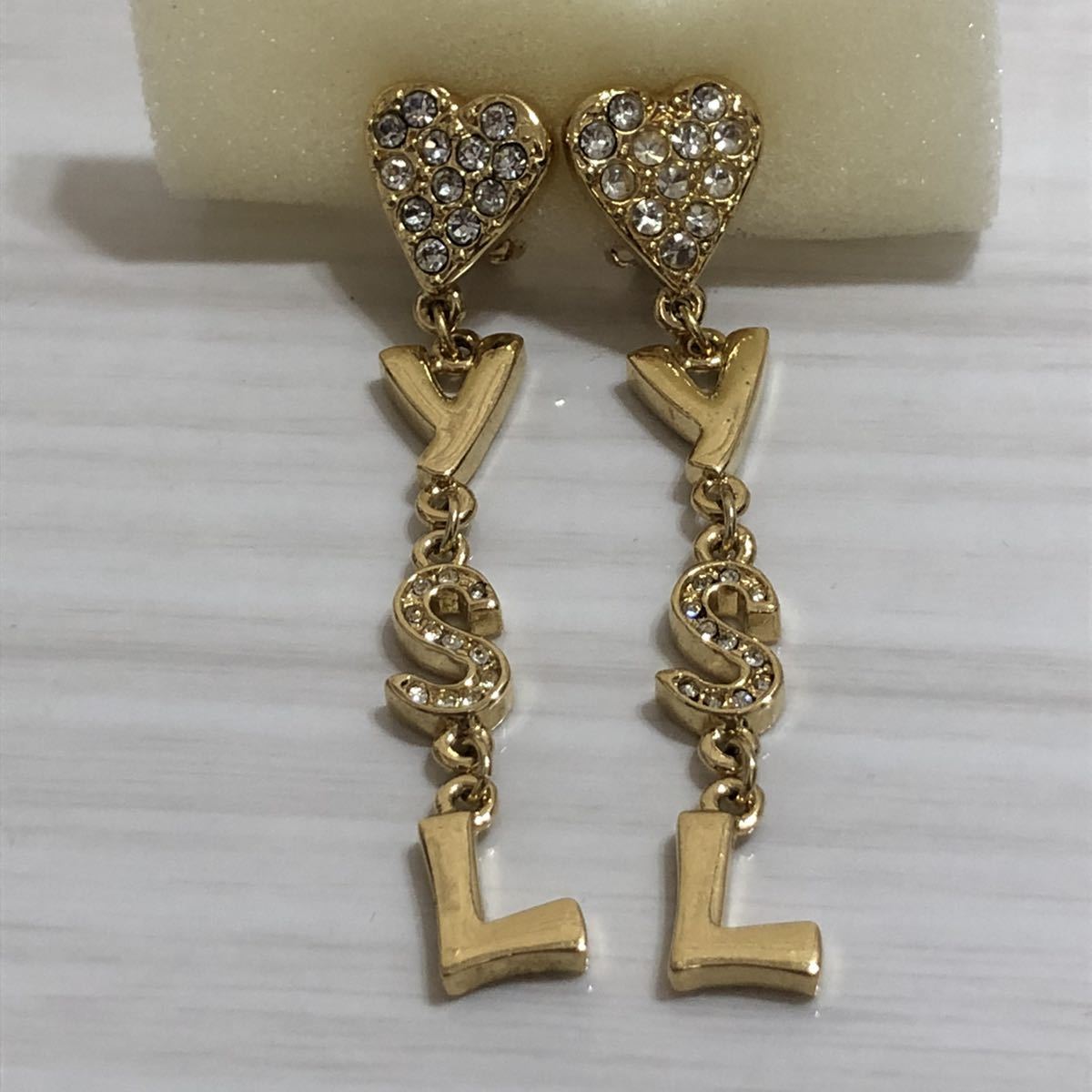 ラインストーン イヤリング イヴ・サンローラン YSL イヴサンローラン 
