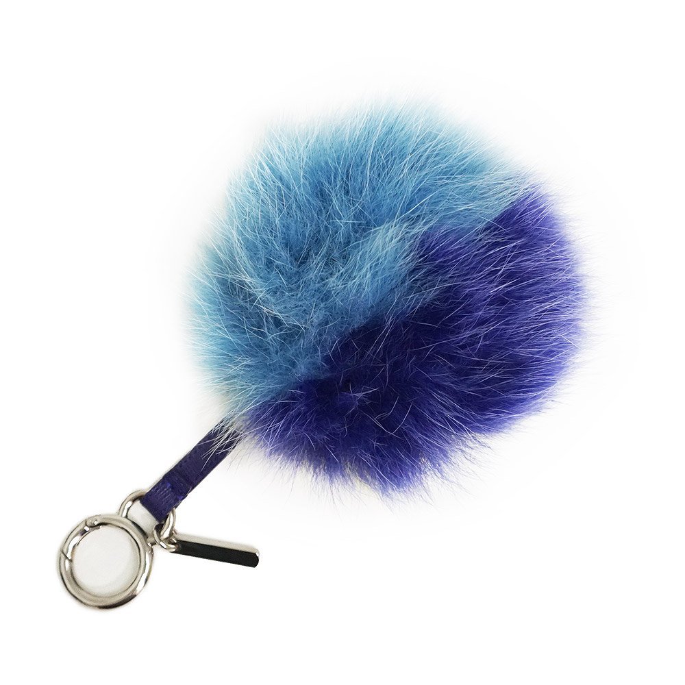 （中古）フェンディ FENDI ポンポン バッグチャーム キーホルダー フォックスファー レザー トリコロール パープル イエロー ブルー 7AR259 フェンディ FENDI ポンポンチャーム ボンボンチャーム (フェンディ バッグチャーム（ブランドフェンディ）（バッグ用
