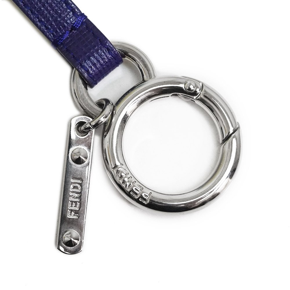 （中古）フェンディ FENDI ポンポン バッグチャーム キーホルダー フォックスファー レザー トリコロール パープル イエロー ブルー 7AR259 フェンディ FENDI ポンポンチャーム ボンボンチャーム (フェンディ バッグチャーム（ブランドフェンディ）（バッグ用
