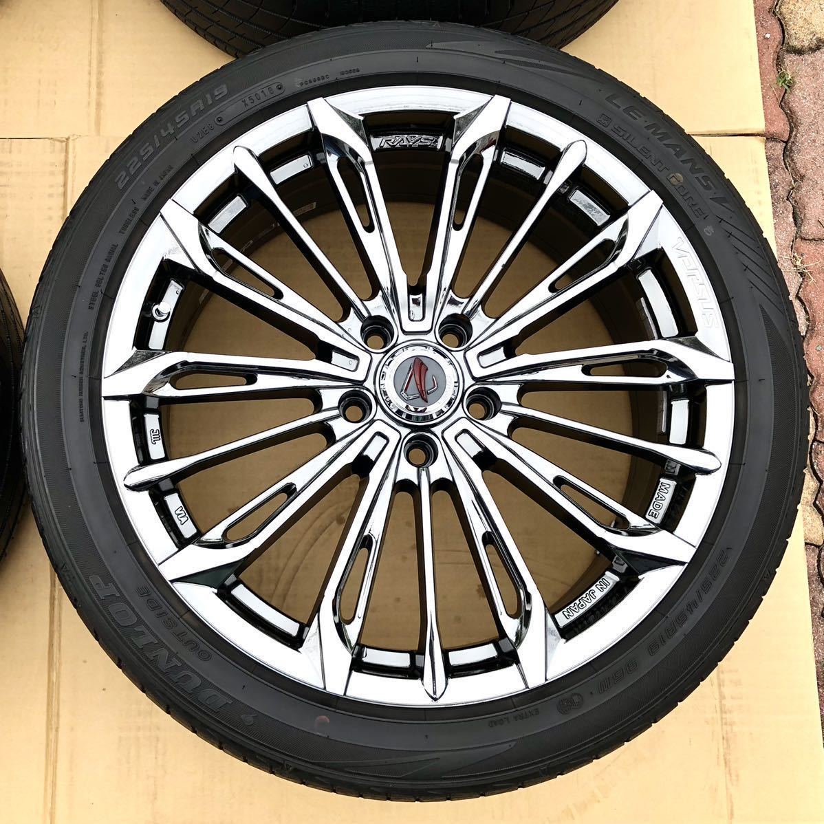 19インチ 超美品 レイズ ベルサス トリアイナ 225/45R19 国産 DUNLOP 