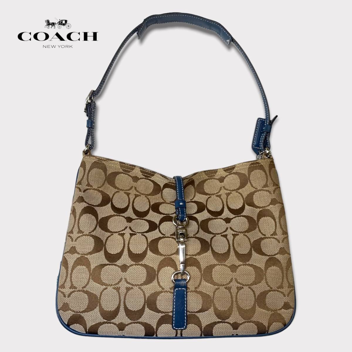COACH コーチ シグネチャー ショルダーバッグ 6091 レザー キャンバス 