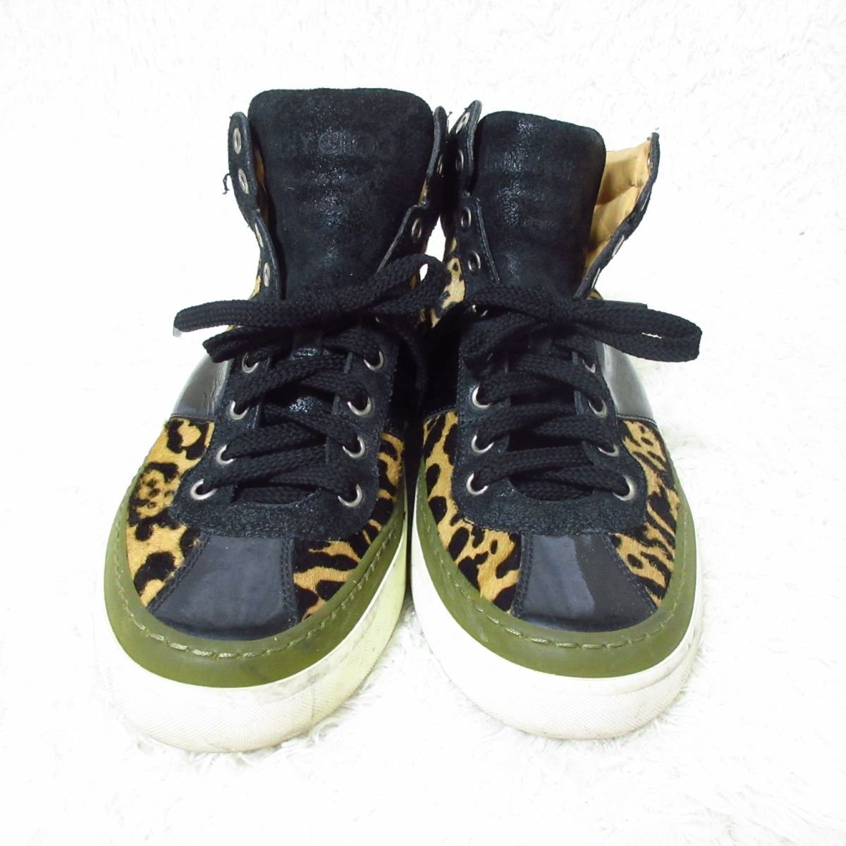 良品 JIMMY CHOO ジミーチュウ レオパード柄 ヒョウ柄 ハラコ エナメル 