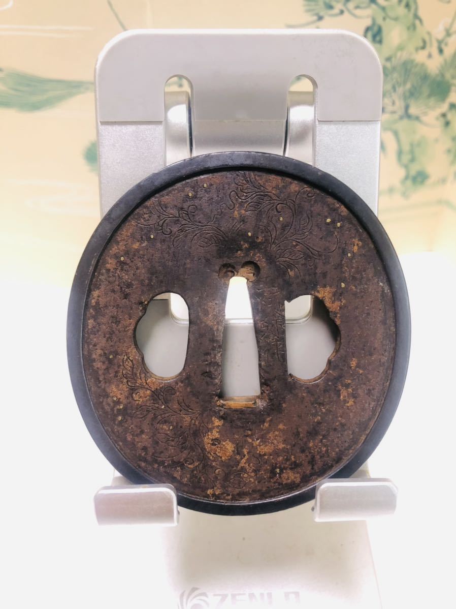 鍔 正阿弥作 鉄鍔 厚さ：4mm日本刀 刀装具 武具 太刀 脇差 アンティーク コレクション