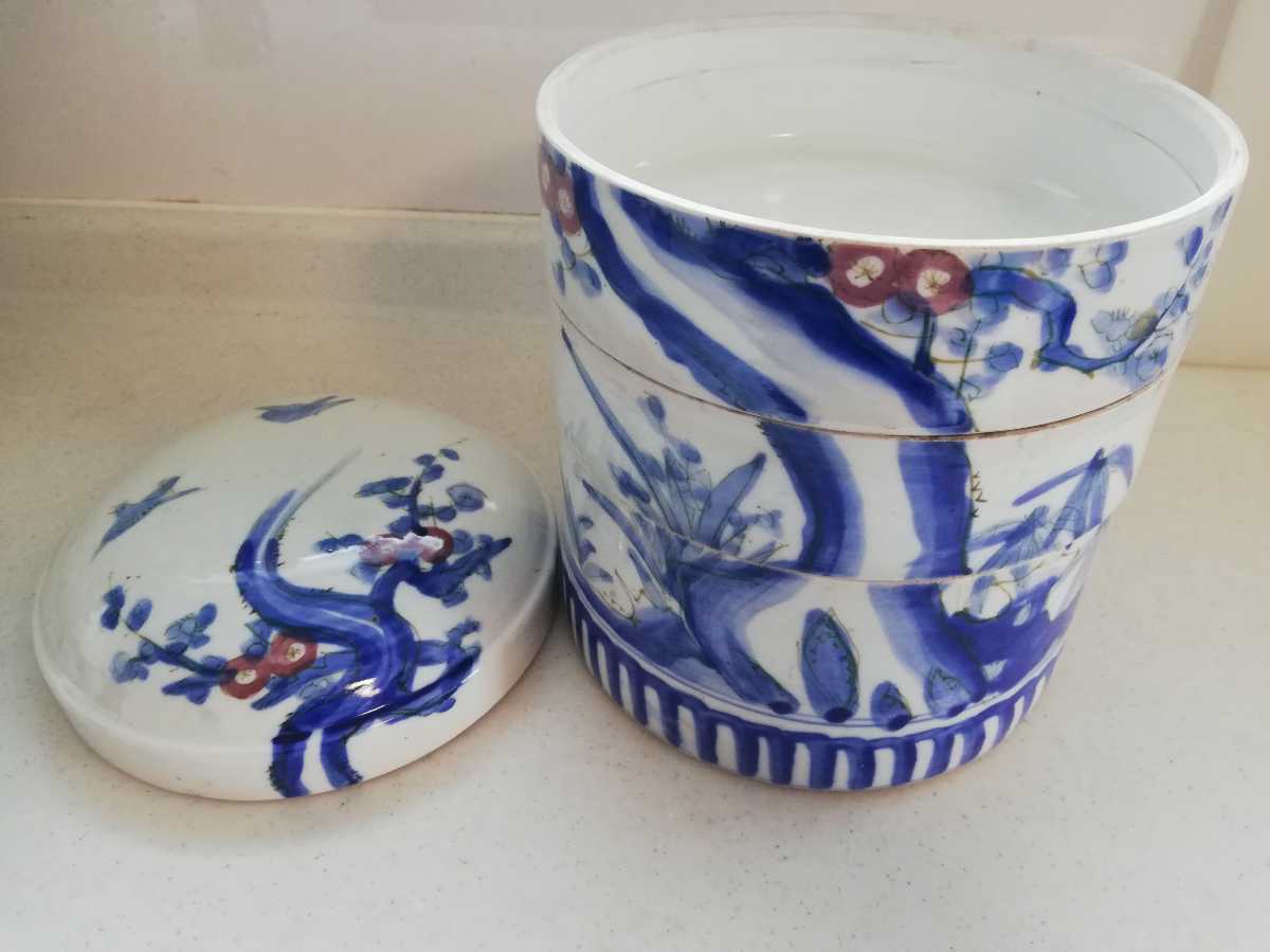 三段重 お重 陶器 重箱 骨董品 蔵出し(重箱)｜売買されたオークション