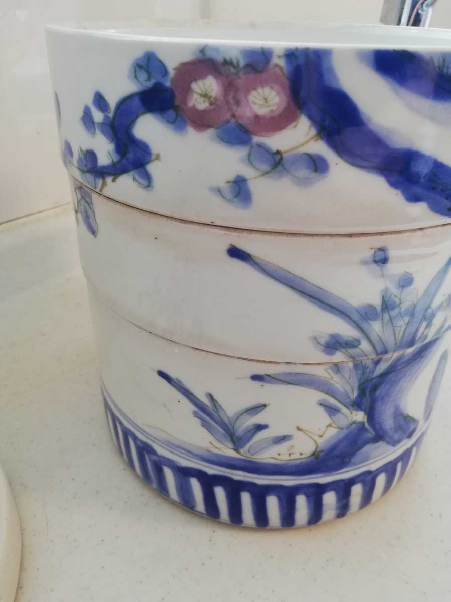 三段重 お重 陶器 重箱 骨董品 蔵出し(重箱)｜売買されたオークション