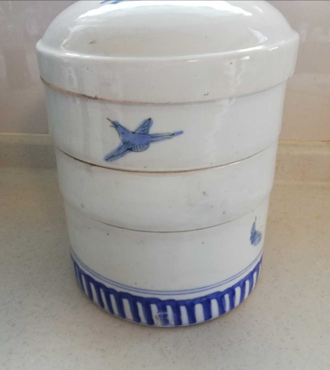 三段重 お重 陶器 重箱 骨董品 蔵出し(重箱)｜売買されたオークション