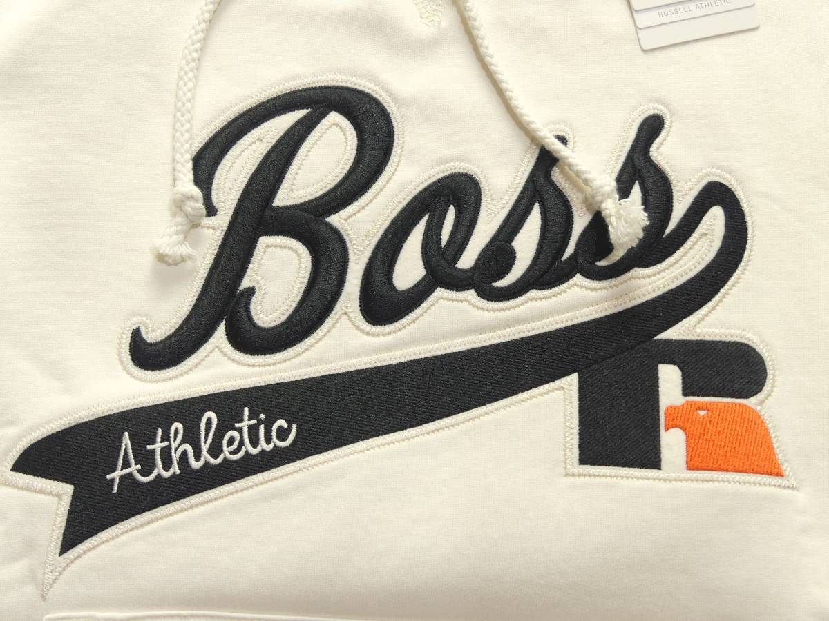 秋冬春31，000円新品HUGO BOSSヒューゴ・ボス★BOSS×RUSSELLコレクション「レトロ・アメリカーナ」白フーディー【欧米M＝日本L】 - HUGO | スウェットシャツ ボスヒューゴボス bossの通販