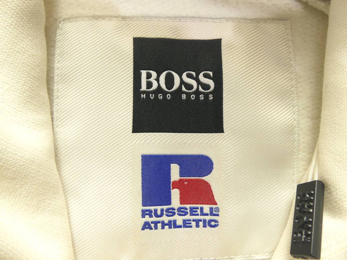 秋冬春31，000円新品HUGO BOSSヒューゴ・ボス★BOSS×RUSSELLコレクション「レトロ・アメリカーナ」白フーディー【欧米M＝日本L】 - HUGO | スウェットシャツ ボスヒューゴボス bossの通販