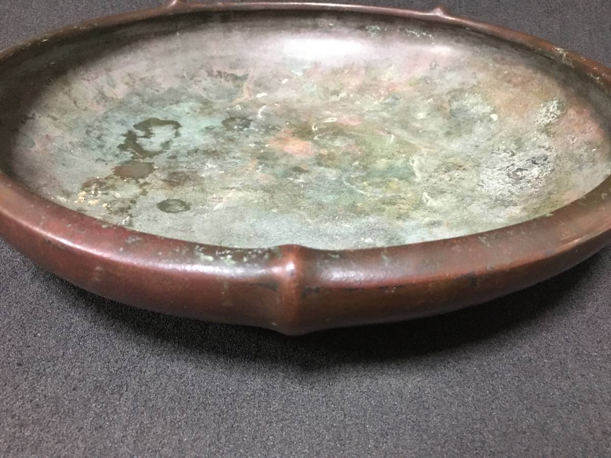 水盤 | 花器 楕円 長辺 中古水盤 大型 銅水盤 小判 時代○古銅水盤