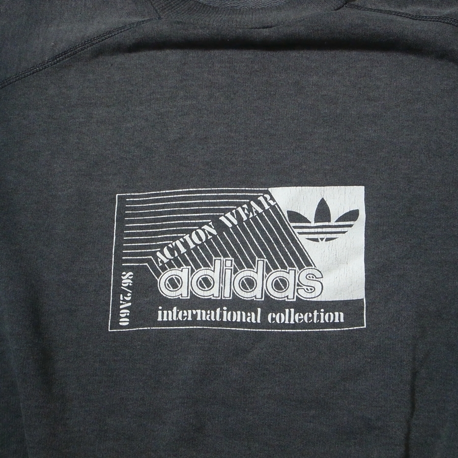 70s 80s スペイン製 adidas アディダス スウェット 黒 / トレフォイル 