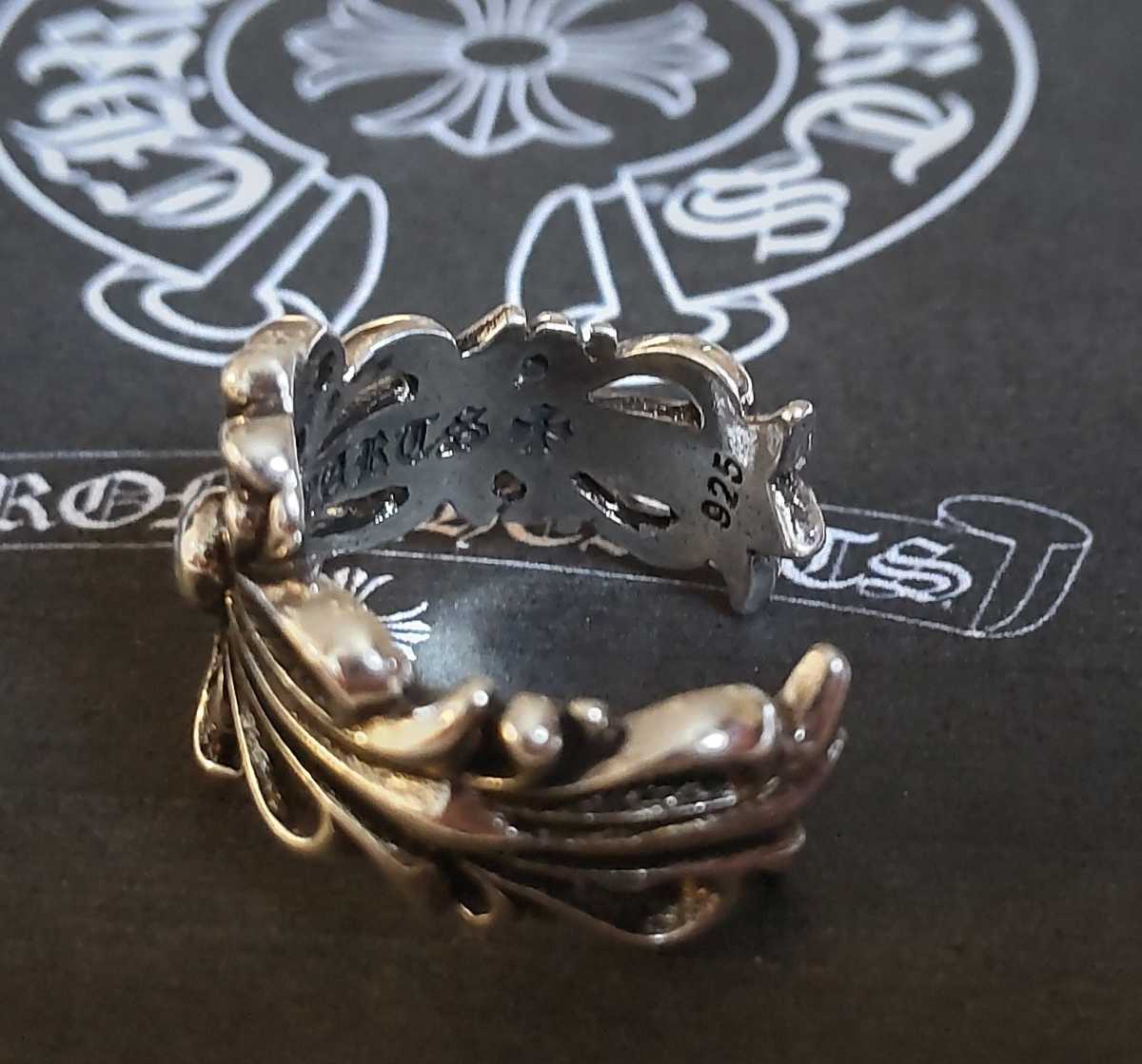 ◇ シルバー925 クロスVバンドリング with pave ダイヤ 16号 新品 未