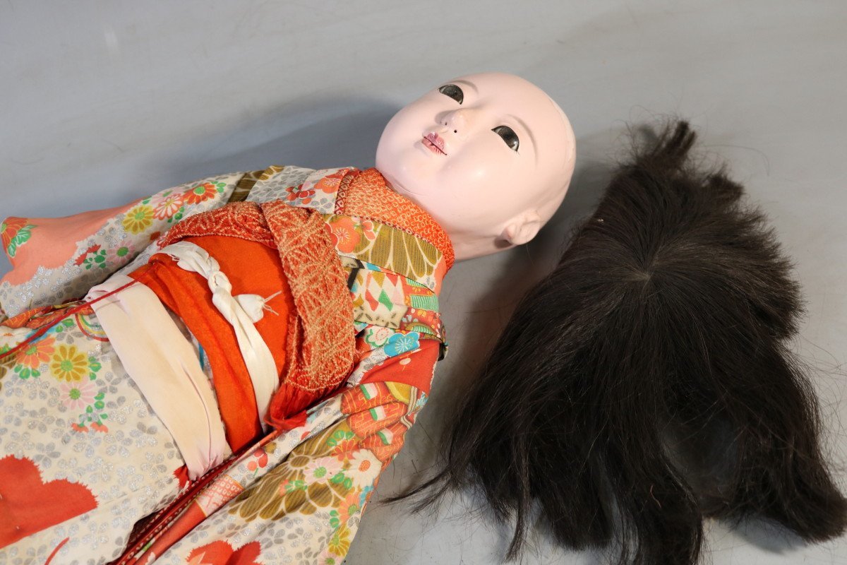 E054 大型市松人形2点/高さ約70㎝/日本人形/雛人形/ジャンク品/48172