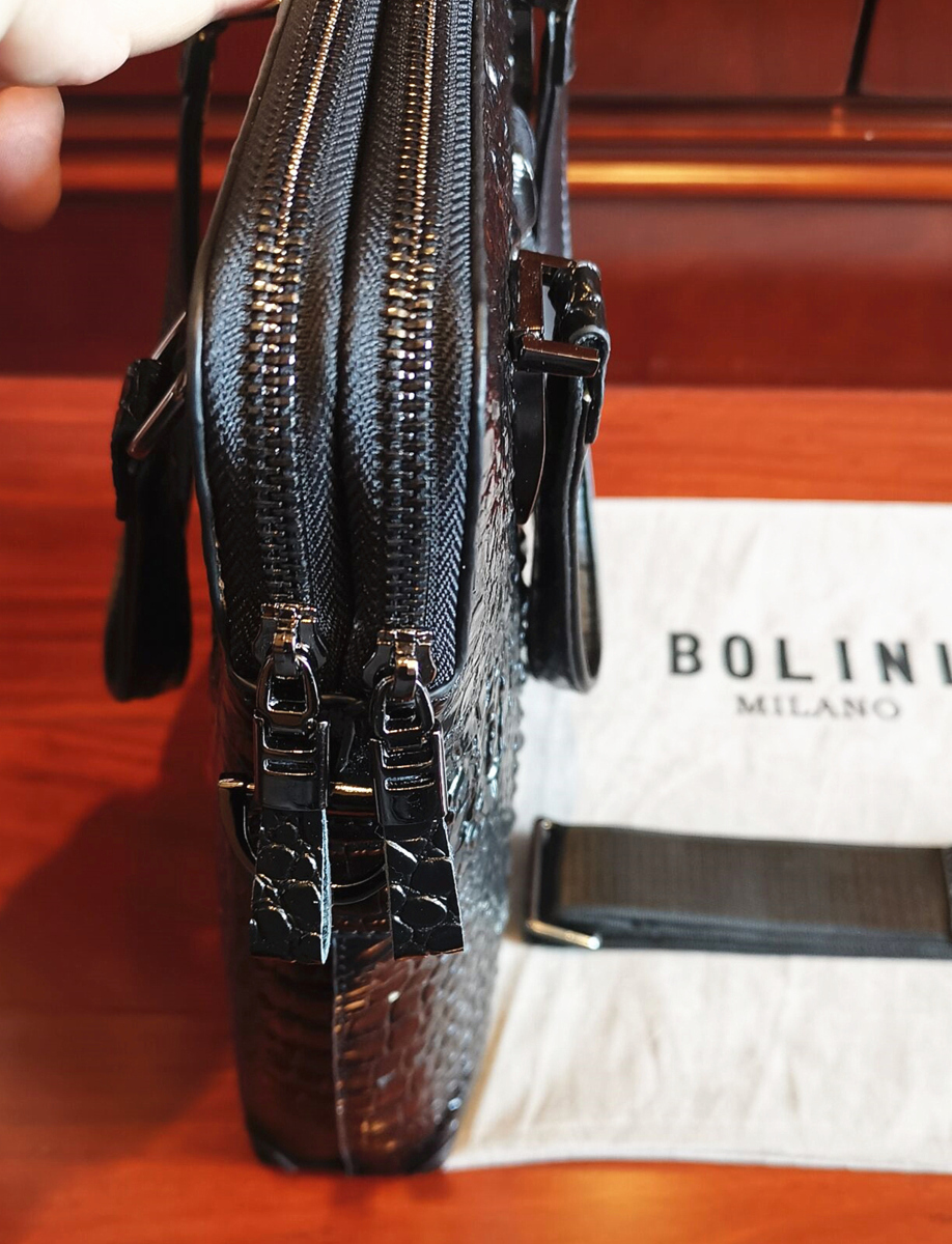 新品未使用★BOLINIトートバッグ★牛革★クロコダイル 最上級逸品※定価18万◇イタリア・ミラノ発*BOLINI/ボリニ・最上級牛革