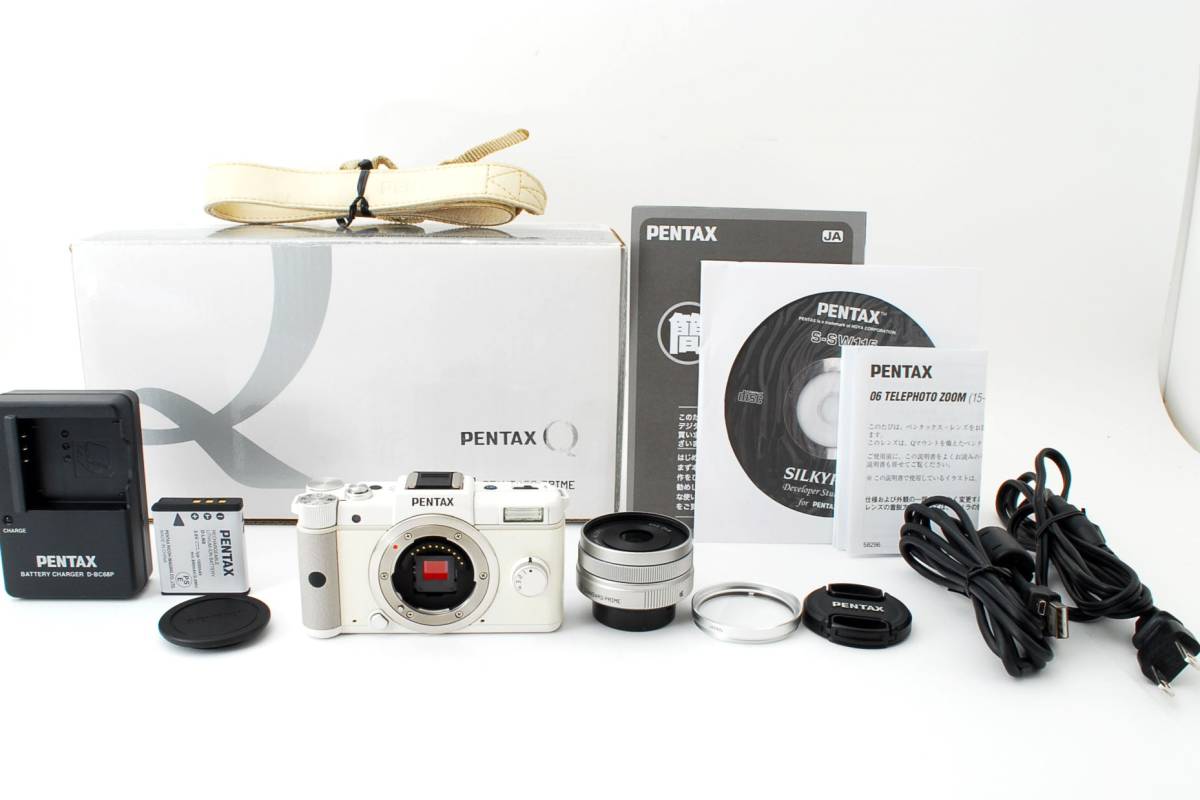 最安値，人気 PENTAX Q ホワイト 8.5mm レンズキット 1240万画素 元箱 ストラップ フィルター CD-R 充電器 バッテリー #Y615(ペンタックス)｜売買されたオークション情報、yahooの商品情報をアーカイブ公開 - オー ペンタックス