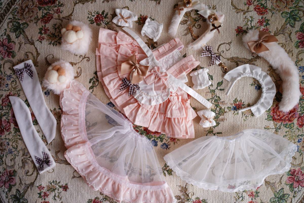 でのご ヤフオク 22美品 オリジナルメイド服ー 薄ピンク 光沢サ いただ