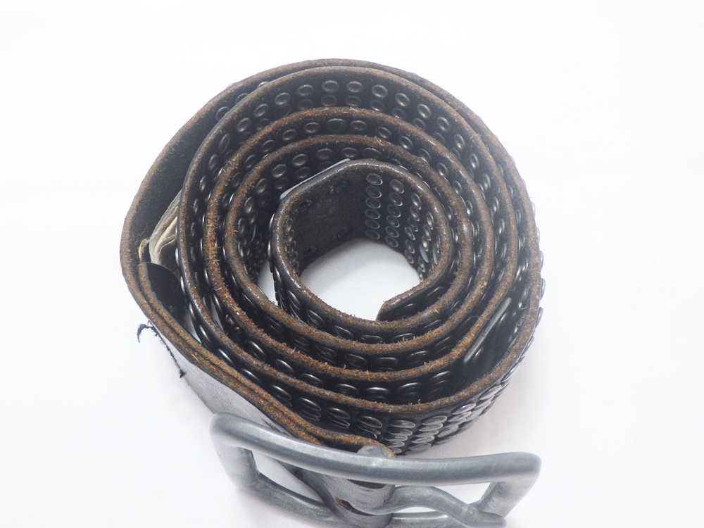 B22-359【中古】DIESEL　ディーゼル　スタッズ ベルト　レザー　表記34　全長85cm　ブラック　黒　