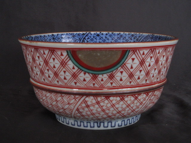 5客セット Antique Shop Soukodo 染付蓋付飯茶碗 藍九谷 赤絵金襴