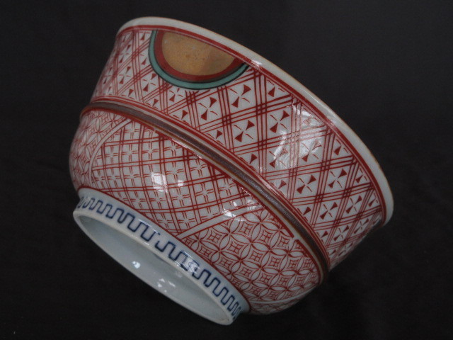 5客セット Antique Shop Soukodo 染付蓋付飯茶碗 藍九谷 赤絵金襴