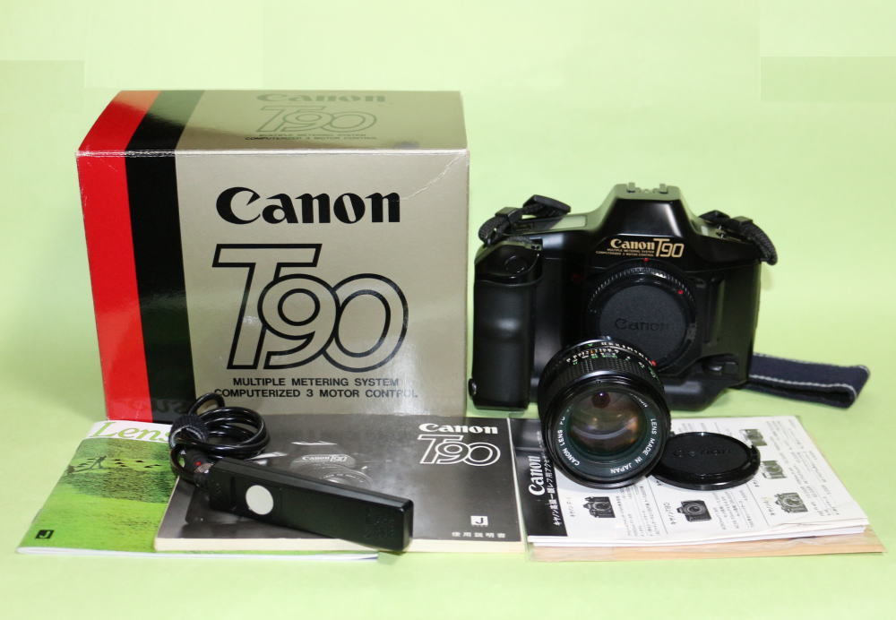 [878]Canon T90 ＋ FD50mm F1.4+専用レリース+ オリジナル取扱説明書付、T-90箱付 ★マイコレクションからの出品です。★超美品！ 50mm Canon FD &amp; F1.8 (その１