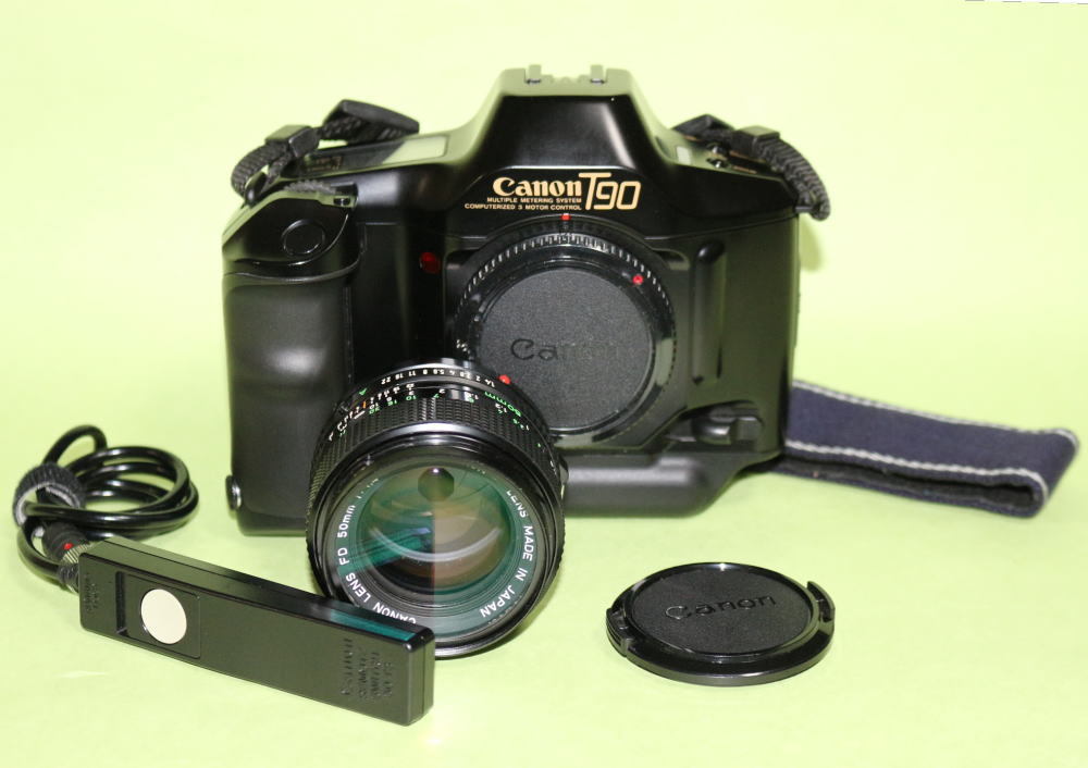 878]Canon T90 ＋ FD50mm F1.4+専用レリース+ オリジナル取扱説明書付