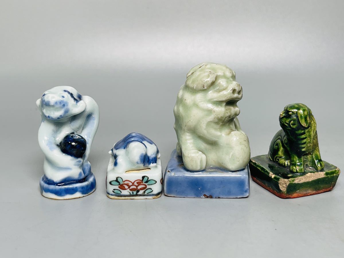 中国古玩 獣鈕 古印材 彫刻 篆刻 書道具 文房具 根付 置物 古玩 陶印章