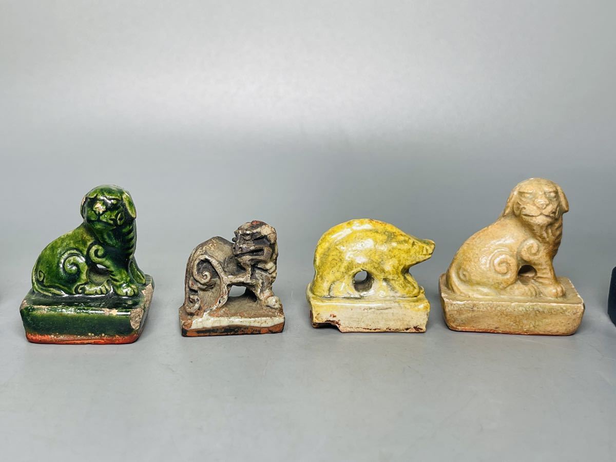 中国古玩 獣鈕 古印材 彫刻 篆刻 書道具 文房具 根付 置物 古玩 陶印章