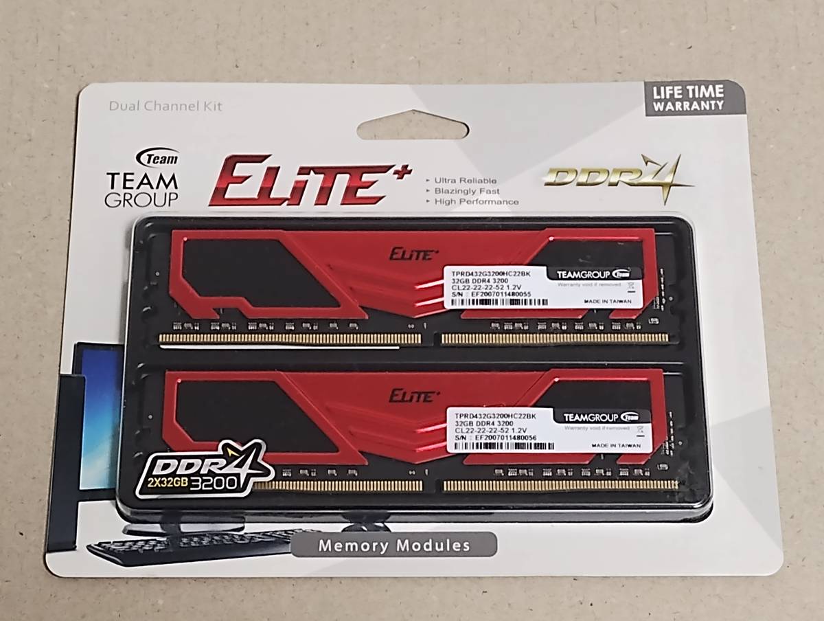 DDR4 Elite 3200MHz TEAMGROUP PC4-25600 Team 32GB CL22 8GB x Single 
