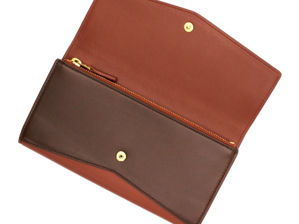 ボッテガヴェネタ ウォレットコード　美品　ブラウン 12万新品◇ボッテガヴェネタ◇レッドブラウン×ブラウンバイカラー
