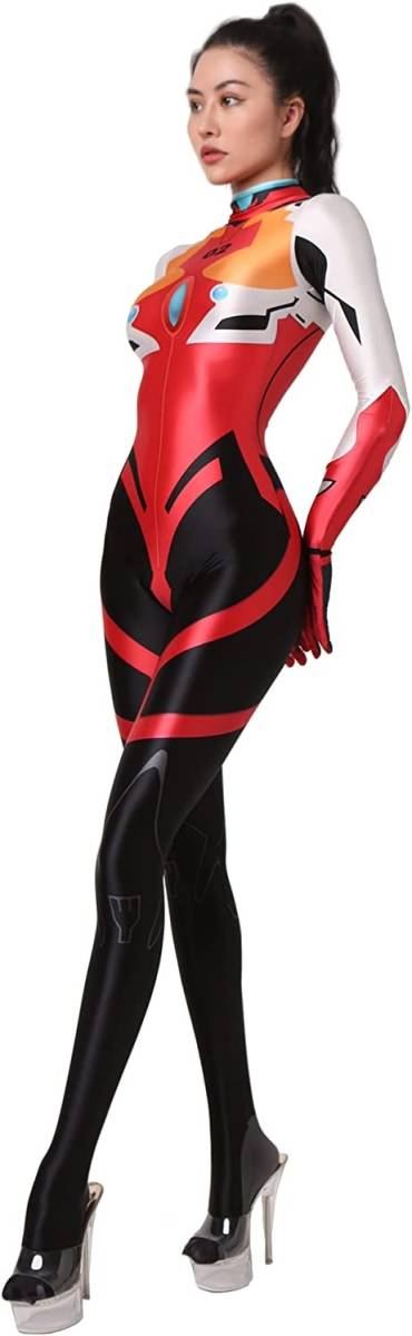 Ashotplz 最新作 セクシー 光沢 コスチューム タイツ アスカ エバンゲリオン ボディースーツ コスプレ衣装 仮装 変装 レディース コスプレ