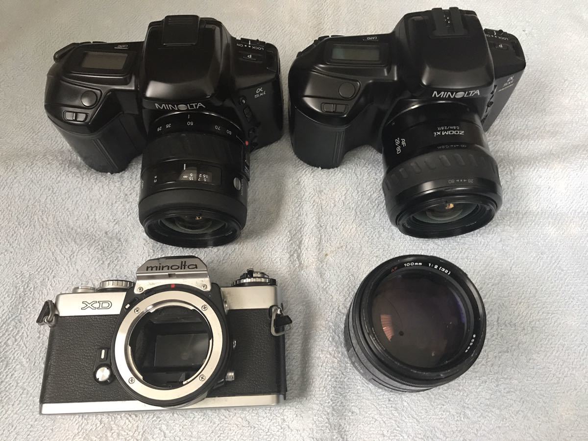 MINOLTA XD α5xi α9xi カメラ3点 28-80/4-5.8 28-80/4-5.6 100/2