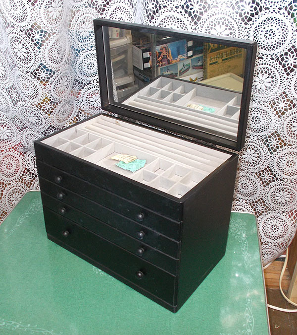 ジュエリーケース ドレッサー 鏡付き ジュエリーボックス 三段引き出し