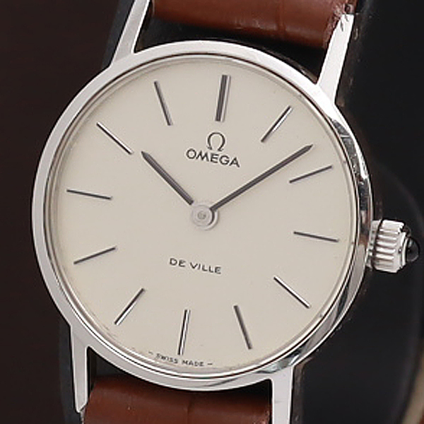 ブランド腕時計 オメガ OMEGA デヴィル 腕時計 シルバー文字盤 社外ベルト レディース