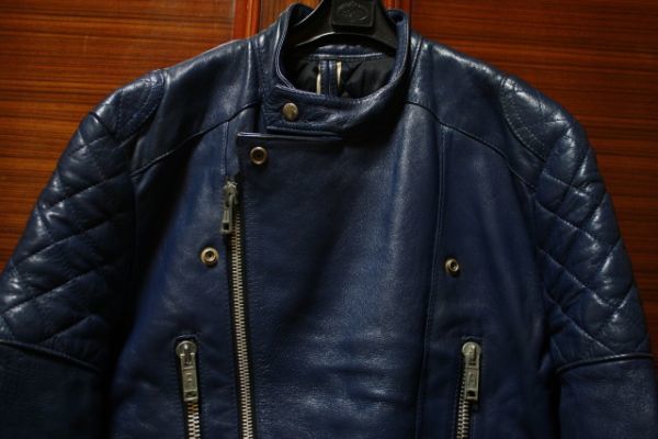 希少 濃紺 イギリス製 70s ビンテージ bobo UK ロンジャン レザー 
