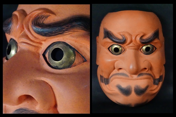 能面 - 木彫り 小面 お面 神楽面 木彫彩色能面「べし見」縦23cm・木彫