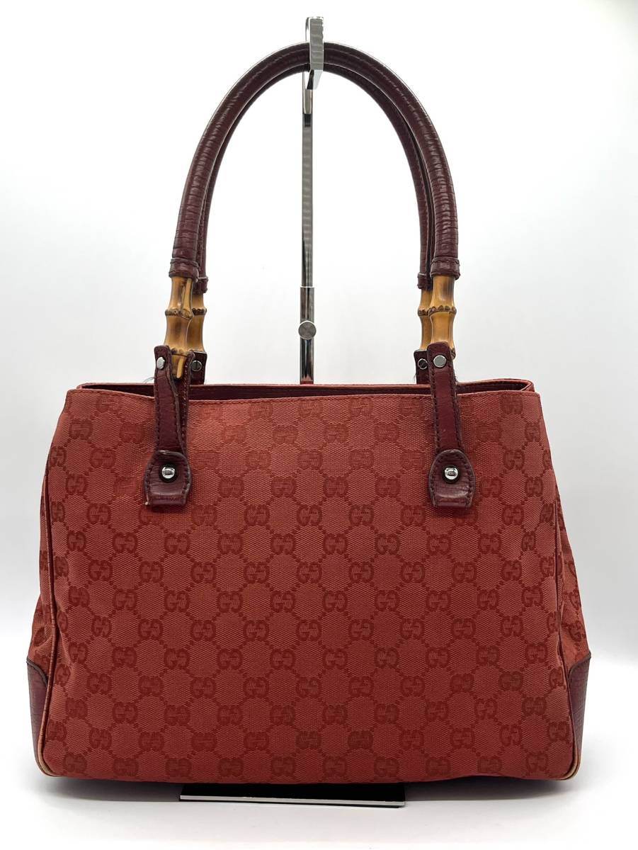 GUCCI グッチ GG キャンバス レザー バンブー トートバッグ  