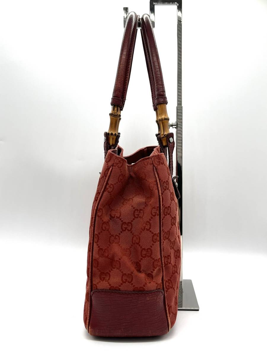 GUCCI グッチ GG キャンバス レザー バンブー トートバッグ  