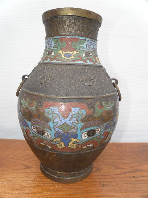 七宝焼 花瓶 花器 / 中国古玩 唐物 景泰藍 花瓶 中国古玩 銅製 伝統